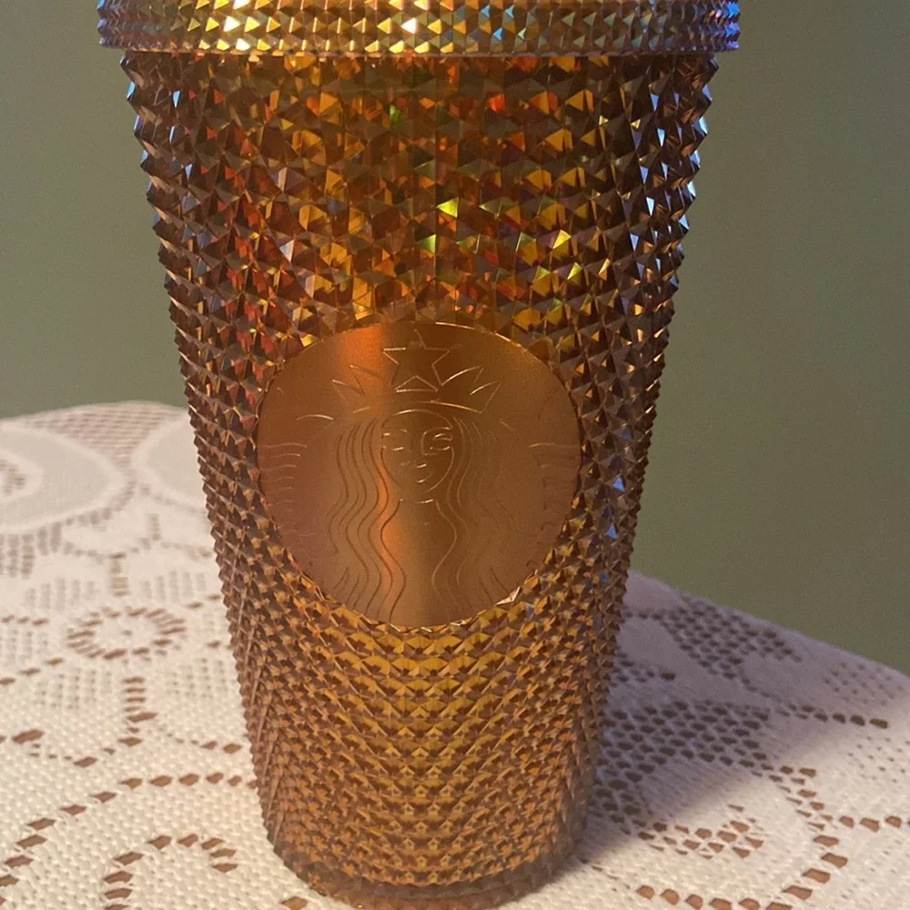 BNWT Starbucks 50th anniversary gold iridescent honeycomb tumbler!